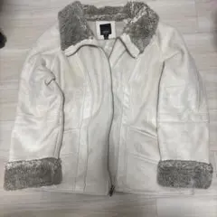 ホワイトムートンコート ファー付き