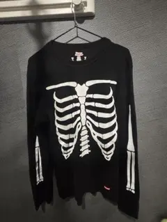 スケルトンプリント 長袖カットソー M Hanes