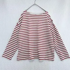 ユニクロ♦︎ボーダー 長袖カットソー（L）赤 白 コットン ボートネック