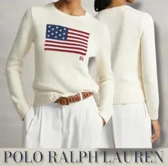 【希少オフ白】ラルフローレン 星条旗 コットンニット XS 美品