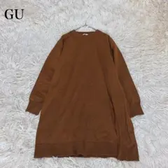 GU ブラウン 長袖チュニック ニットロングチュニック M