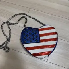 アメリカ国旗デザイン ハート型ショルダーバッグ