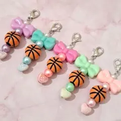 5個セット　バスケットボール　チャーム　バスケ　ビーズ