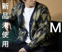 新品未使用ベイフローミックス柄ニットカーデＭ（女性ならL相当）定価7990円の品