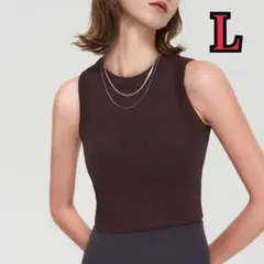 ヨガウェア デイリー ブラトップ リブ ピラティス ブラウン L