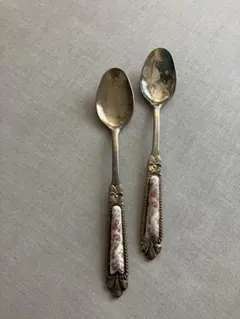 昭和レトロ　アンティーク　スプーン2本　ステンレススチール製
