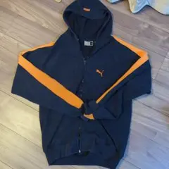 PUMA フルジップフーディ XL ネイビー/オレンジ
