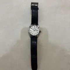 SEIKO ホワイトダイヤル ブラックレザー 時計