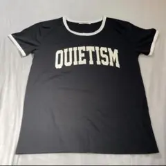 【中古品】しまむら半袖Tシャツ 英字プリントTシャツ Lサイズ ブラック