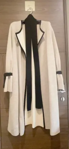 Rene　ルネ　ツイード　ノーカラーコート　ロング　フリンジ　コットン　ウール Rene ルネ ツイード ノーカラーコート ロング フリンジ コットン