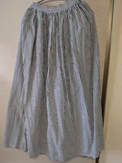 無印良品　ストライプ フレアロングスカート XS-S
