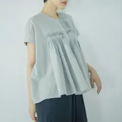 mizuiro ind ミズイロインド / ピンタックブラウス / ライトグレーのサムネイル