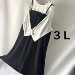 新品値下げ【３Ｌ】大きいサイズキャミ重ね着風Ａラインワンピース