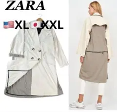 ZARA アイボリー トレンチコート XXL 美品 大きいサイズ チェック裏地
