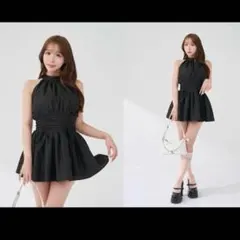 ダーリッチ darich アメスリギャザーフレアミニワンピース BLK FL