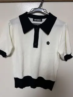 MARY QUANT バイカラーデイジーポロ プルオーバー ホワイト