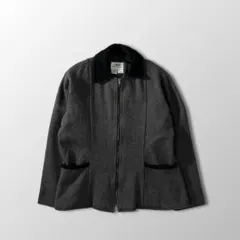 FLAX ウール ジップ ジャケット 茶 M リバーシブル 古着 フラックス 