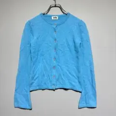 インディオ　美品　冷房対策　さわやか　青 カーディガン 長袖　夏　アンゴラ70%