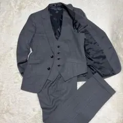 SUIT SELECT スリーピース　　スーツ　Y4 グレー　S チェック柄