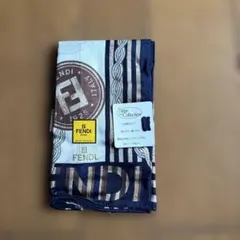 FENDI 大判ハンカチ ネイビー/ホワイト/ブラウン