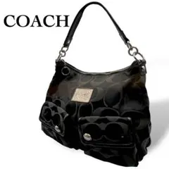 COACH コーチ ハンドバッグ ワンショルダー シグネチャー キャンバス 黒のサムネイル