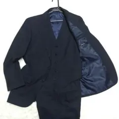 美品 スーツカンパニー スリーピーススーツ ストライプ ネイビー M 3点セット