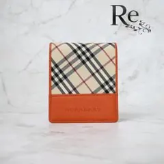 BURBERRY バーバリー ノバチェック 二つ折り財布 キャンバス レザー