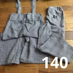 チェック柄ワイドロングパンツ　２枚セット　140