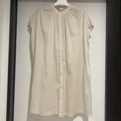 PAS DE DEUX 半袖シャツワンピース F ベージュ 体型カバー 森ガール