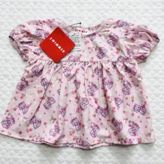 新品未使用 スイマー 半袖チュニック 90 ネコ 花 イチゴ ピンク Tシャツ