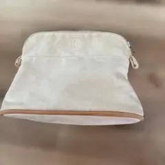エルメス刺繍 ベージュキャンバスポーチエルメス