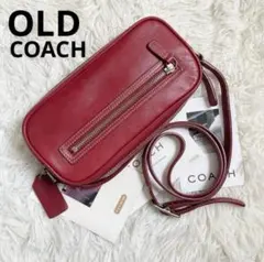 極美品 COACH オールドコーチ 赤 カメラバッグ クロスボディ 革 レザー