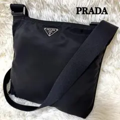 美品 プラダ ショルダーバッグ サコッシュ 三角ロゴ テスートナイロン ブラック