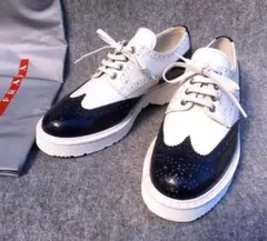 ★極美品★PRADA厚底バイカラー・ダービーシューズ