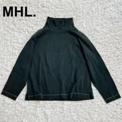 美品　MHL. コットン モックネック 長袖 プルオーバー カットソー　黒