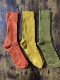 リブ編みハイソックス3色セット25㌢〜27㌢ほぼ新品