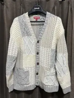 Supreme パッチワーク ケーブルニット カーディガン Lのサムネイル