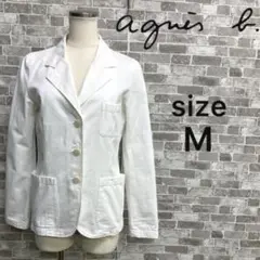 アニエスベー　ホワイト　テーラードジャケット　コットン　日本製