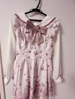 LIZLISA ManyHeartsAfternoontea柄ワンピース ピンク