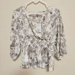 natural couture 花柄カシュクールブラウス 長袖のサムネイル