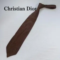 クリスチャンディオール ネクタイ 茶色 ドット柄 定番デザイン【n6822】