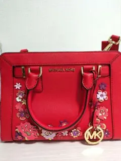 【希少】MICHAEL KORS 赤 花柄 ショルダーバッグ
