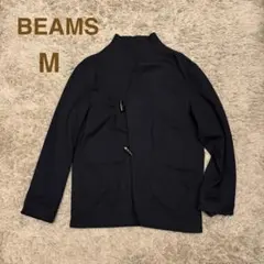 ビームス　ノーカラージャケット　ダークネイビー　トグルボタン