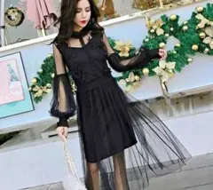 お買い得 ☆シースルチュールワンピース☆ 3080円→2780円 お値下げ中♪