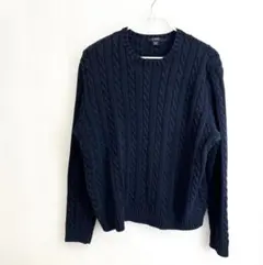 J.CREW ケーブルニットセーター XL ブラック