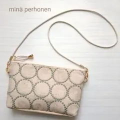 ミナペルホネン　スマホゆったりポシェット　タンバリン　グリーンミックス
