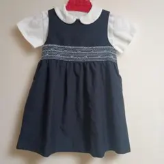 ペアレンツドリーム★濃紺 スモッキングワンピース（ジャンパースカート）★100