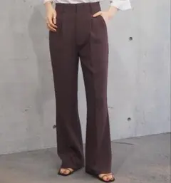 tiptop センタープレスセミフレアスラックス ダークブラウン Mサイズ