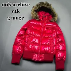 00s y2k OLD UNIQLO ダウンジャケット ピンク ファー 光沢