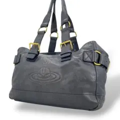 【良品】ヴィヴィアン トートバッグ オーブ 型押し アコード レザー グレー